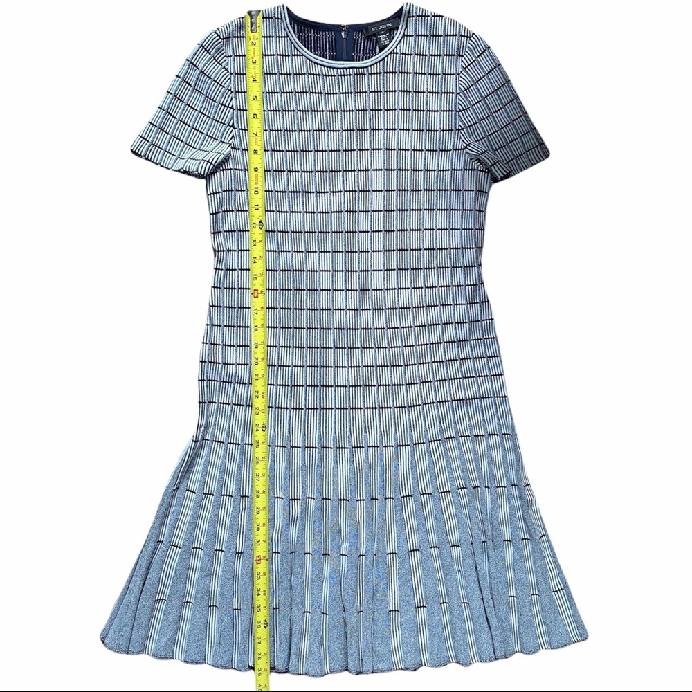 St John Geometric Ottoman Gray Stripe Knit Dress - Picture 10 of 14